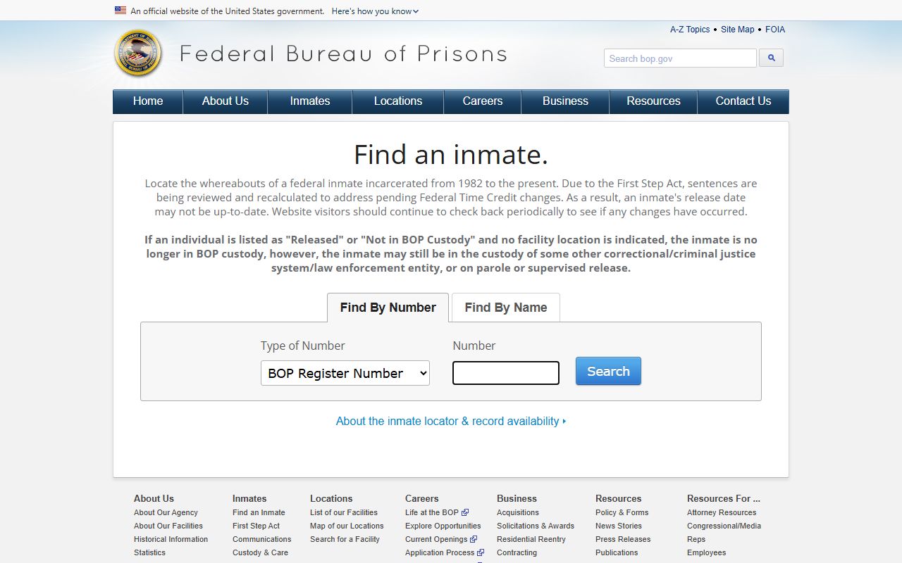 Federal Bureau of Prisons inmate locator overview
